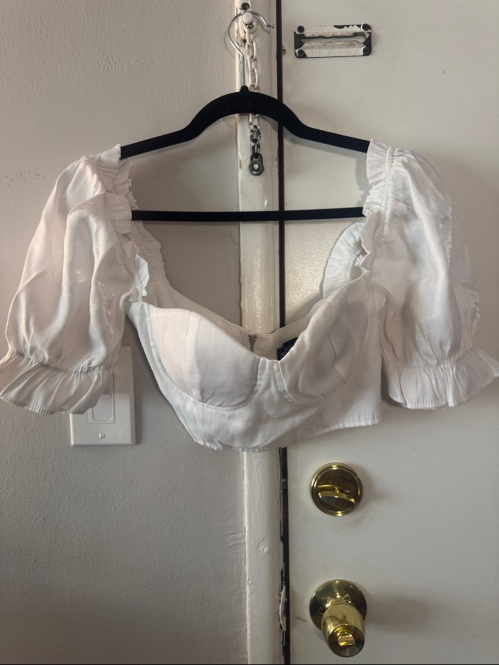White Puff Sleeve Cropped Blouse - Women PLT